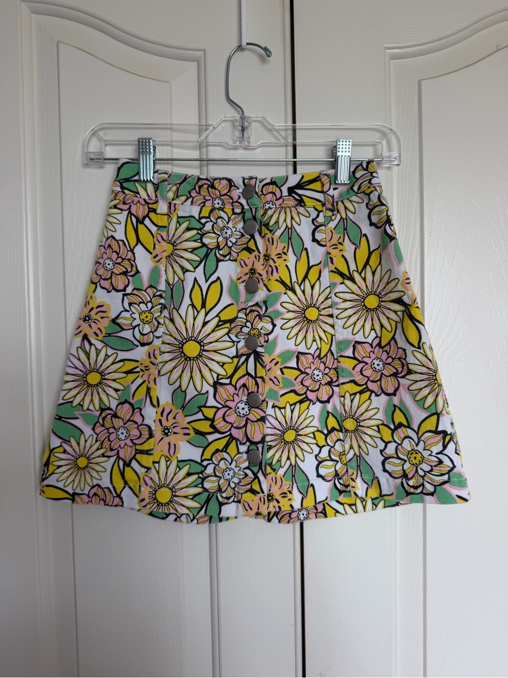 H&M Floral A-Line Mini Skirt in Yellow, Pink & Green